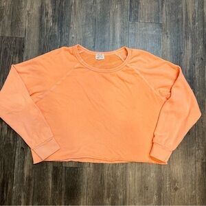 PST Women’s Long Sleeve Crewneck Orange Crop Top Sweatshirt Size L